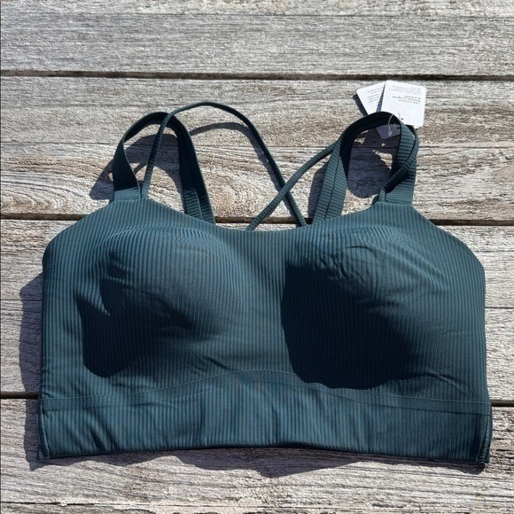 Lululemon Like a Cloud Ribbed Longline Bra D/DD Cup Indochine‎ Blue size 10 NWT